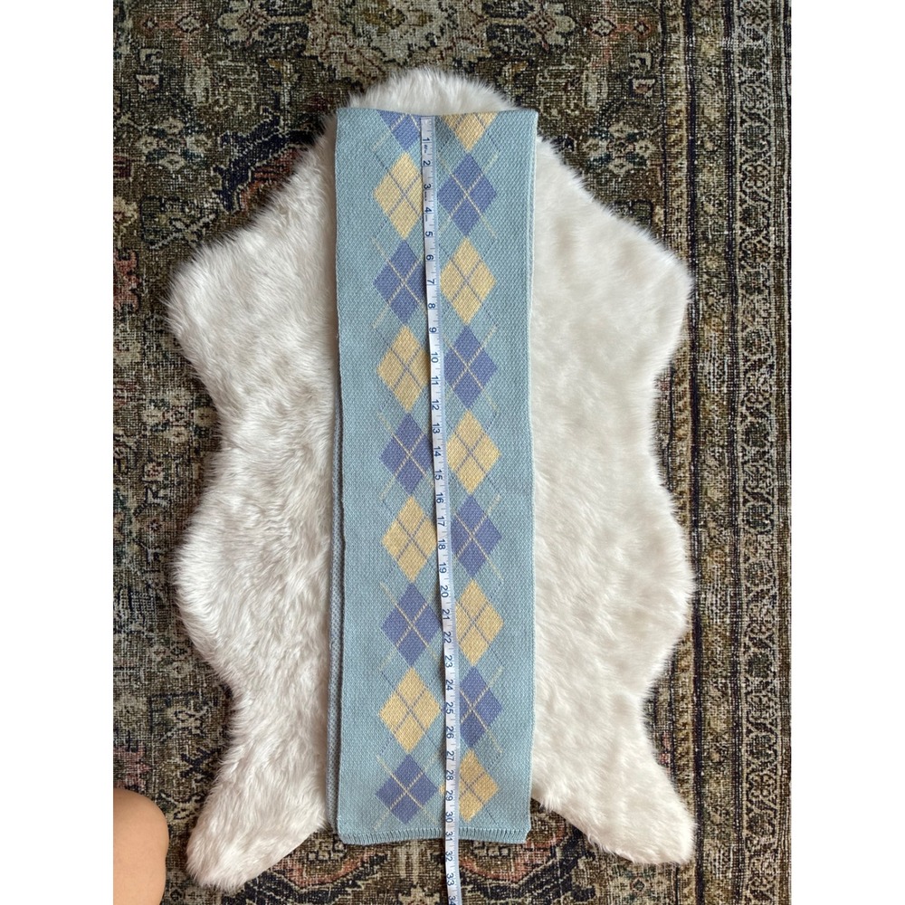 Light Blue Argyle Knit Scarf - Picture 3 of 7
